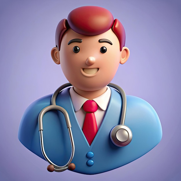 Photo personnage de dessin animé de médecin avec stéthoscope illustration 3d