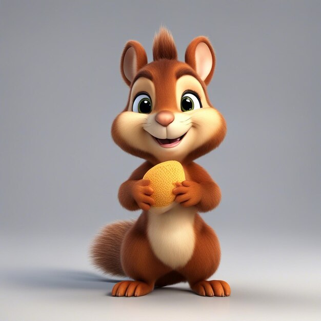 Un personnage de dessin animé mignon d'écureuil 3D