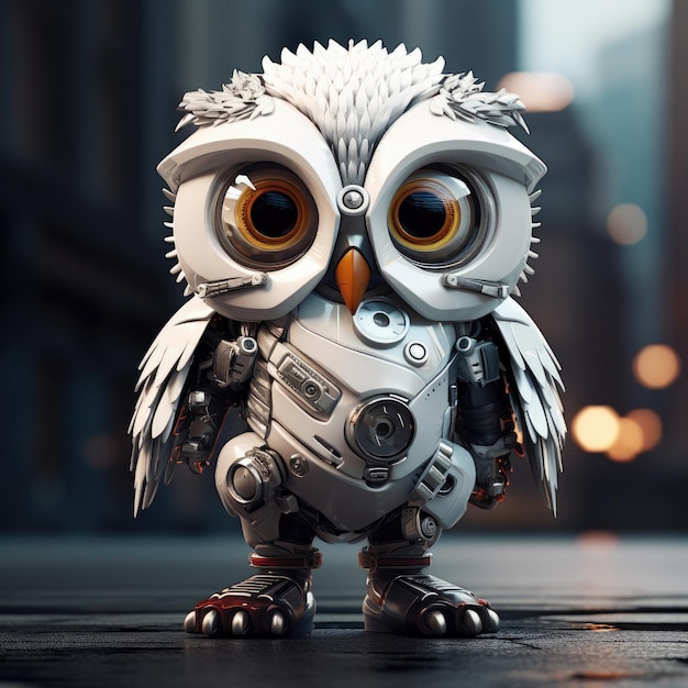 Personnage de dessin animé mignon robot hibou