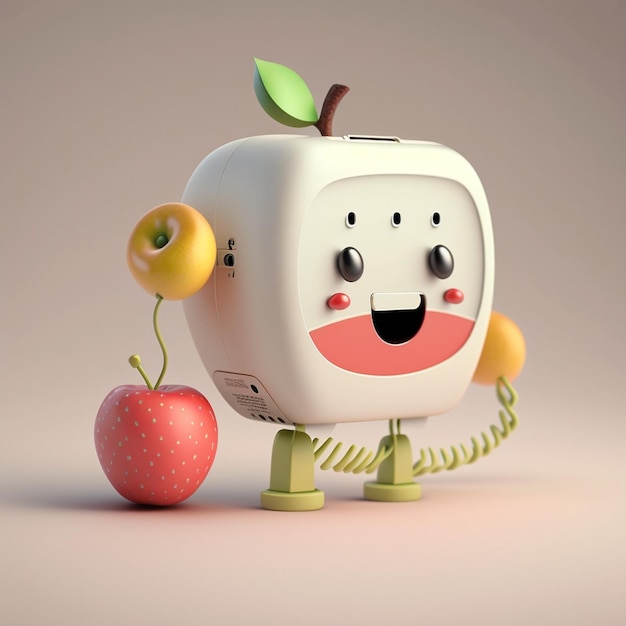 Un personnage de dessin animé mignon de téléphone Apple Ai génératif