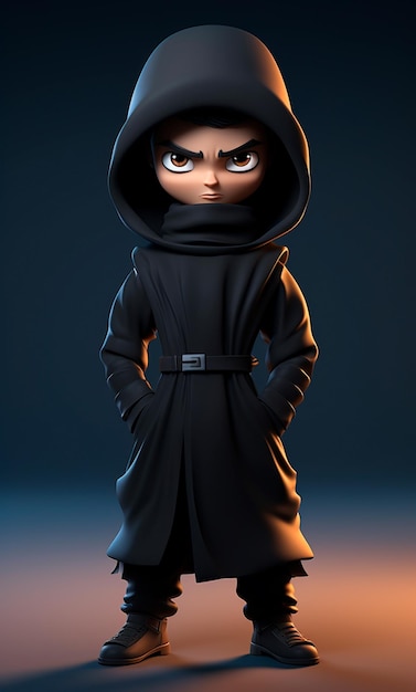 Personnage de dessin animé Ninja 3D