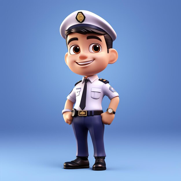 Personnage de dessin animé de l'officier des douanes 3D