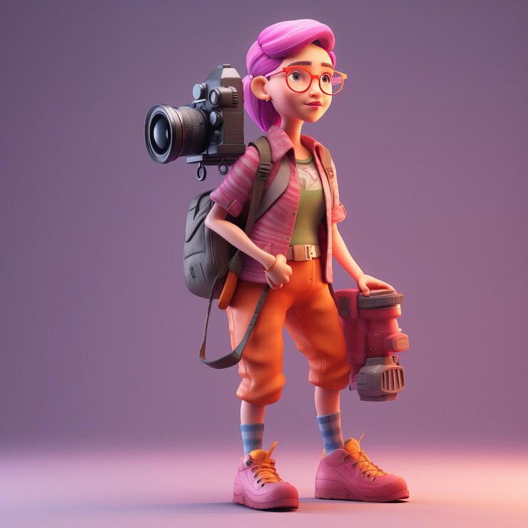 Photo un personnage de dessin animé de photographe