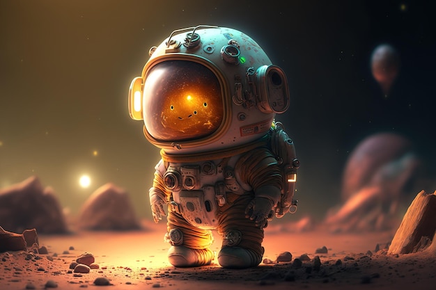 Personnage de dessin animé portant un casque d'astronaute