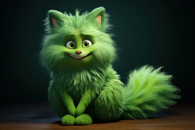 Un personnage de dessin animé avec une queue verte et du vert