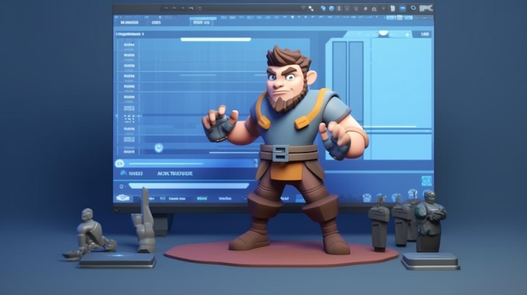 Photo un personnage de dessin animé se tient devant un écran d'ordinateur qui dit "le mot" dessus '