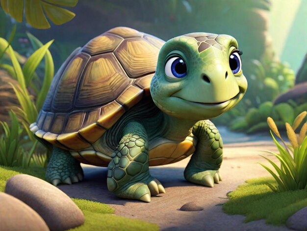 Photo un personnage de dessin animé de tortue 3d