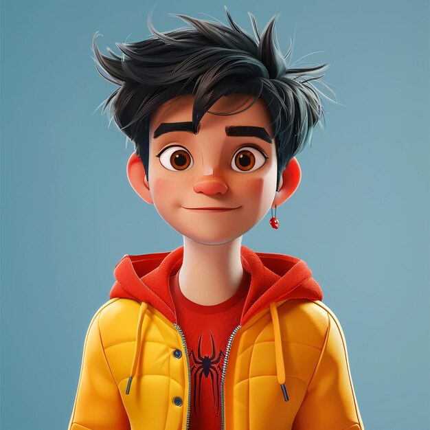 Photo un personnage de dessin animé avec une veste jaune qui dit qu'il porte une veste