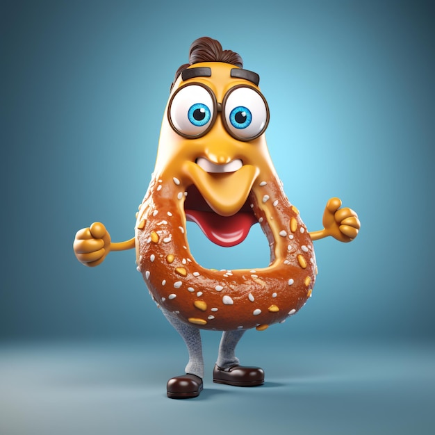 Photo un personnage de dessin animé avec un visage drôle et un grand beurre au donut avec une face dessus