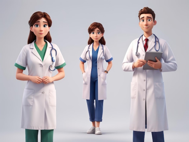 Personnage de docteur en trois dimensions dans le style de dessin animé