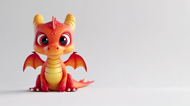 Photo un personnage de dragon 3d capricieux et adorable avec des couleurs vives et des détails complexes présentés sur un fond blanc propre parfait pour ajouter une touche de magie et de fantaisie à votre