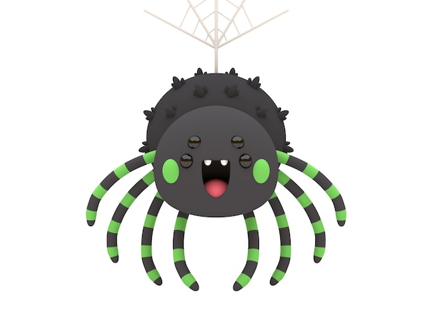 Personnage drôle et mignon 3D Halloween Spider dans le style Kawaii