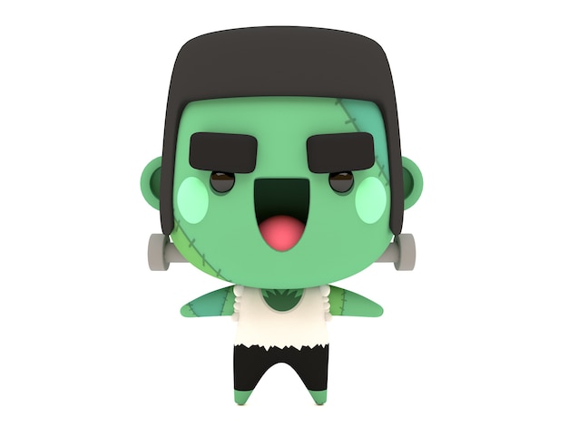 Personnage drôle et mignon de Halloween Frankenstein en 3D à Kawaii