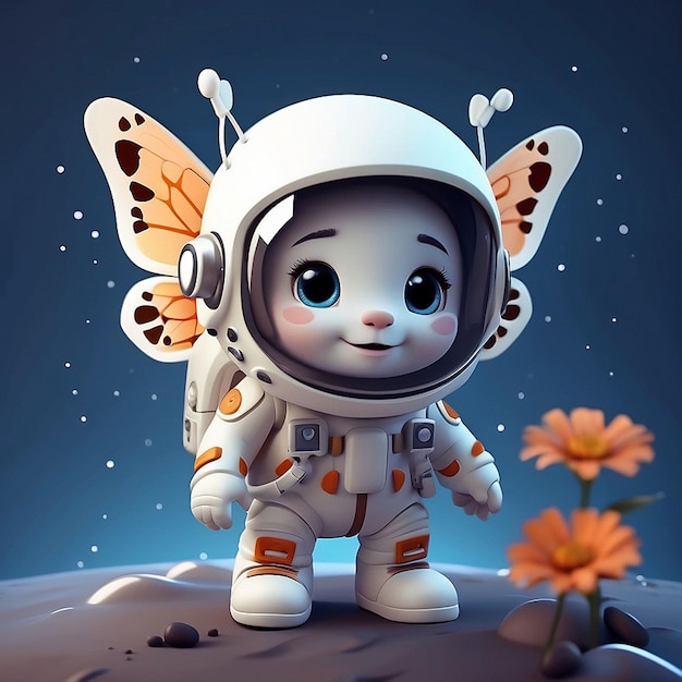 Le personnage du papillon astronaute 3D