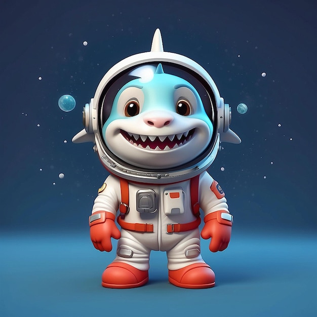 Le personnage du requin astronaute 3D