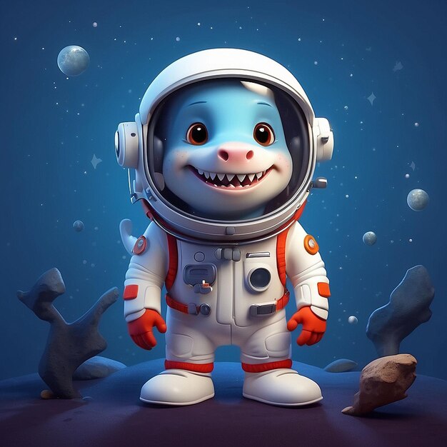 Le personnage du requin astronaute 3D