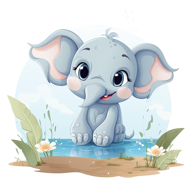 Un personnage d'éléphant mignon et charmant dans une illustration vectorielle
