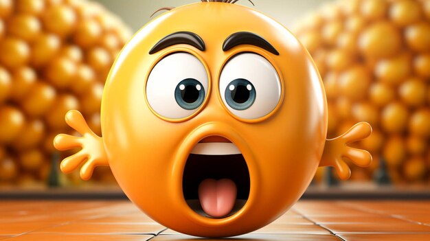 Photo personnage emoji boule 3d dans une action d'émotion surprise