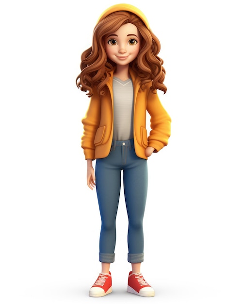 personnage féminin de film hollywoodien modèle 3D jeu avatar référence illustration dessin sur blanc