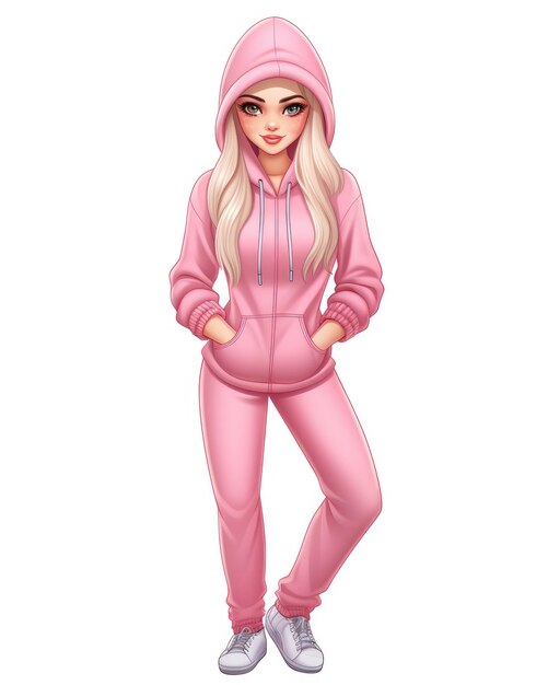 personnage féminin de film hollywoodien modèle 3D jeu avatar référence illustration dessin sur blanc