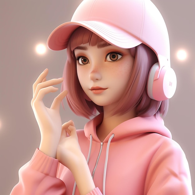 Personnage de fille adolescente de dessin animé en 3D