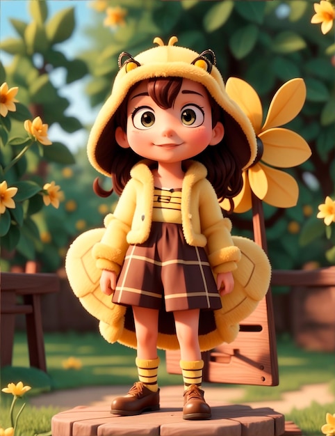 Personnage de fille de dessin animé 3D