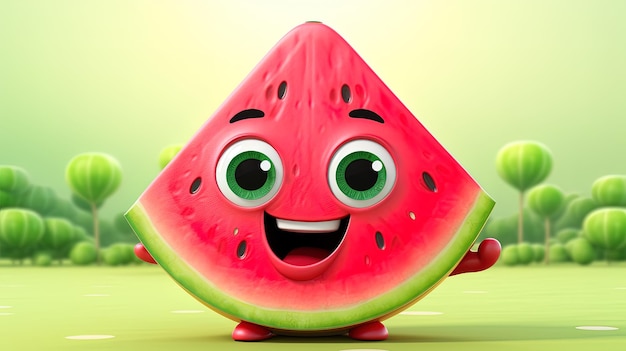 Personnage de fruit emoji pastèque généré par l'IA