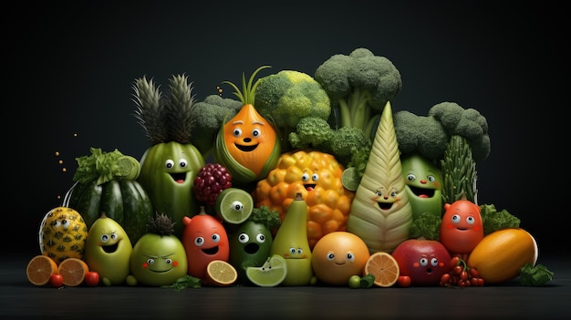 Le personnage de fruits et légumes de dessin animé