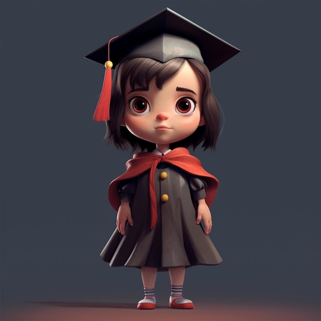 Un personnage gradué joyeux icône 3d