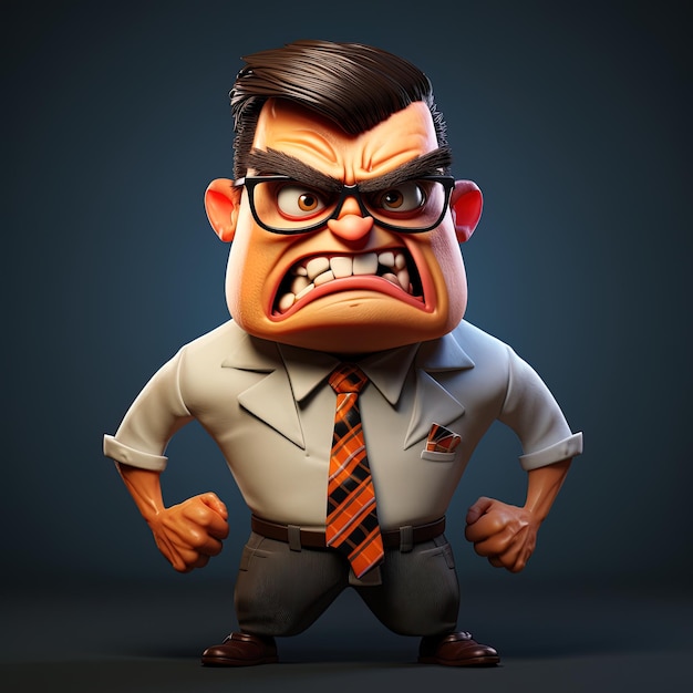 Photo personnage d'homme d'affaires en 3d avec une expression en colère ai générative