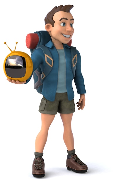 Personnage de l'homme backpacker de dessin animé 3D