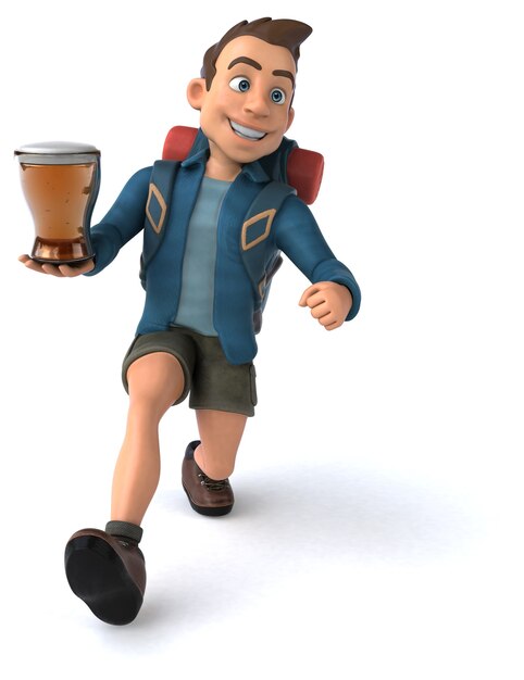 Personnage de l'homme backpacker de dessin animé 3D