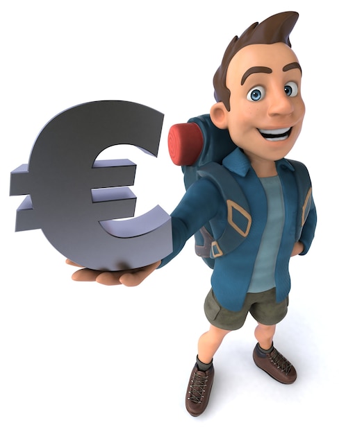 Personnage de l'homme backpacker de dessin animé 3D