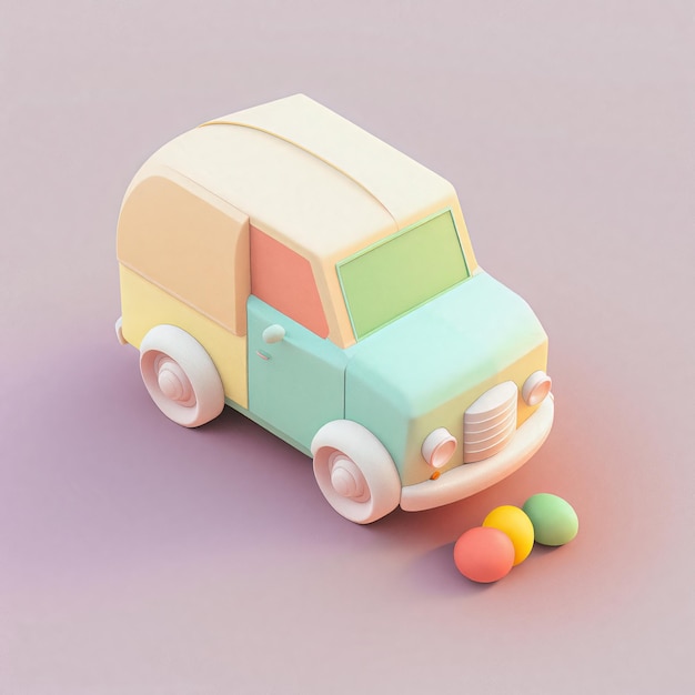 Personnage d'icône de voiture de livraison 3D mignon et fantaisiste, parfait pour la logistique, les projets de transport,