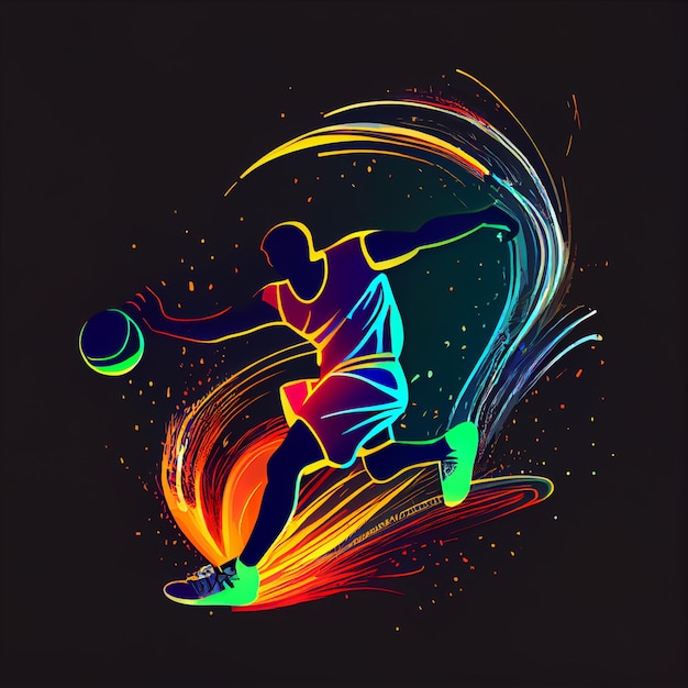 Personnage d'illustration de joueur de basket-ball dans un style abstrait