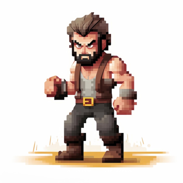 Photo personnage de jeu pixelé agressif logan dessin animé 8 bit