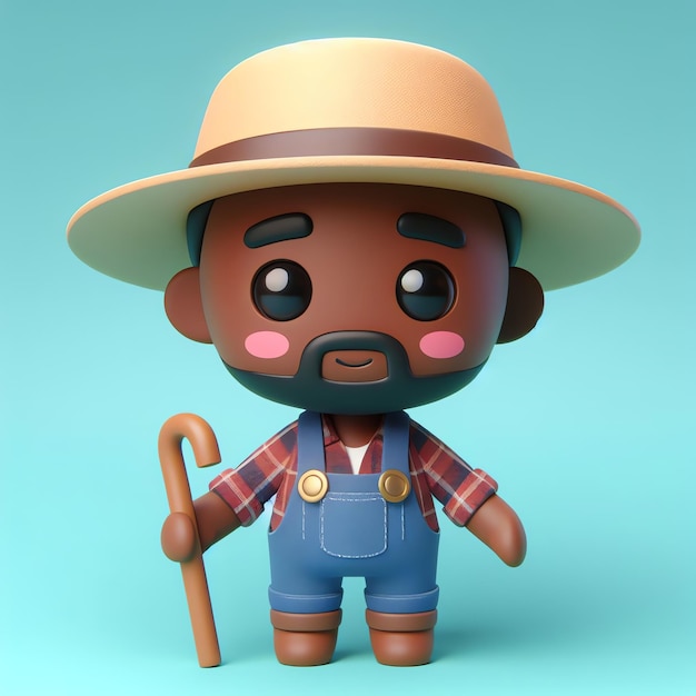 Photo un personnage de jouet avec un chapeau et une canne