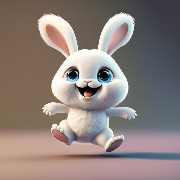 Le personnage de lapin souriant mignon en 3D