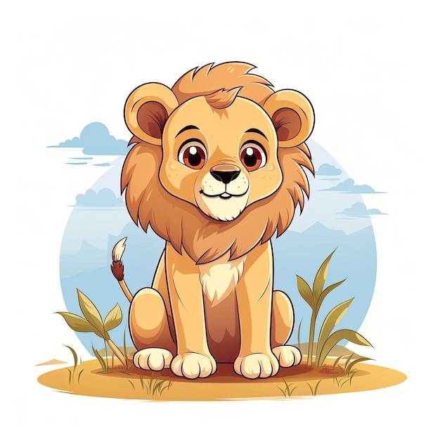 Un personnage de lion mignon et charmant dans une illustration vectorielle