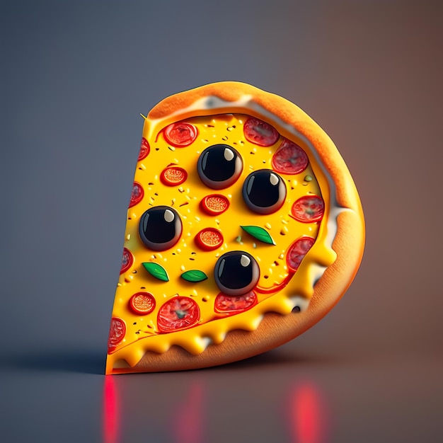 Photo personnage de logo emoji pizza heureuse en ia générative 3d