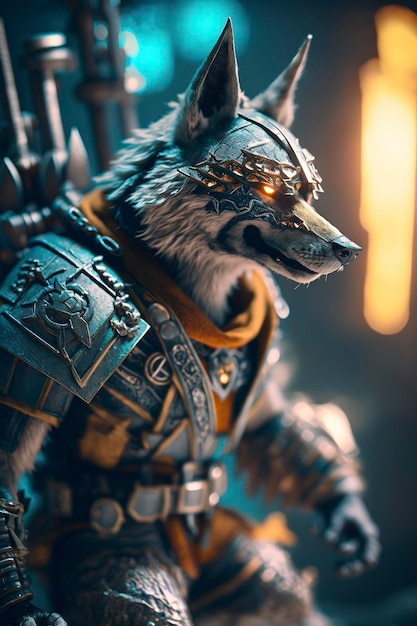 personnage de loup avec modèle de jeu RPG, IA générative