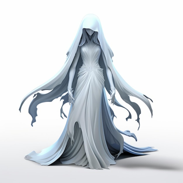 Photo personnage en manteau blanc hanté art banshee détaillé en 3d