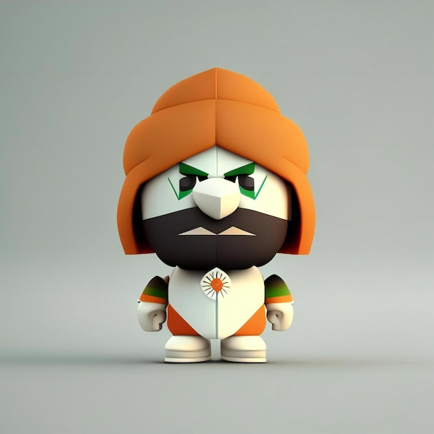 Personnage mascotte aux couleurs orange vert et blanc IA générative