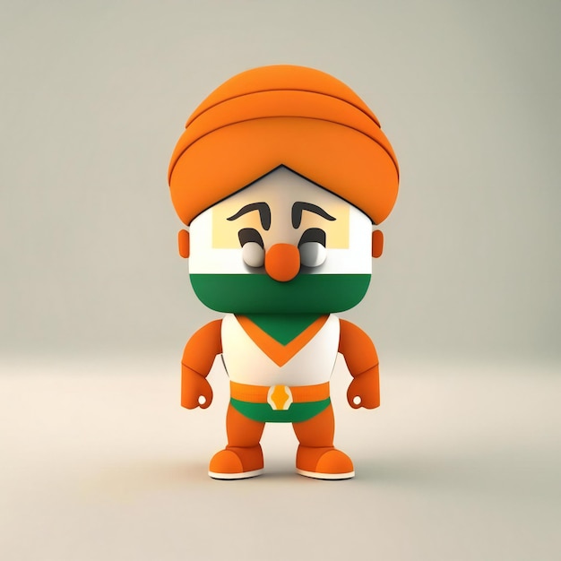 Photo personnage mascotte aux couleurs orange vert et blanc ia générative