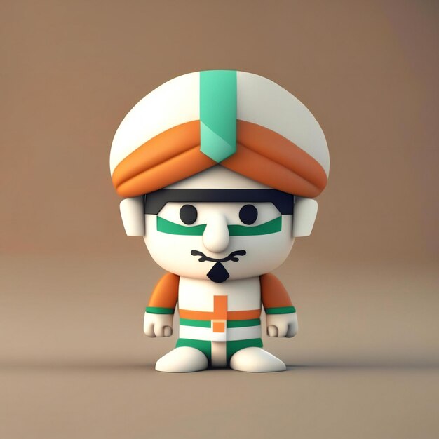 Personnage mascotte aux couleurs orange vert et blanc IA générative