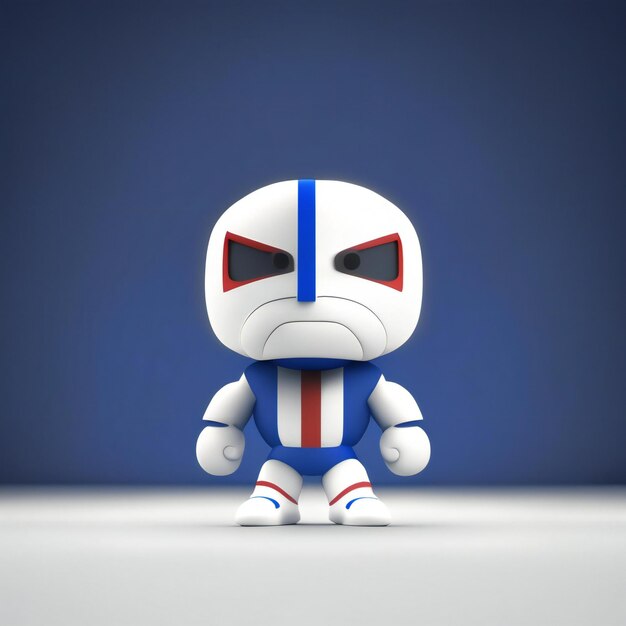 Personnage mascotte aux couleurs rouge bleu et blanc IA générative