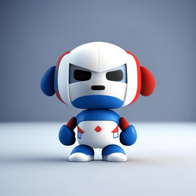 Personnage mascotte aux couleurs rouge bleu et blanc IA générative