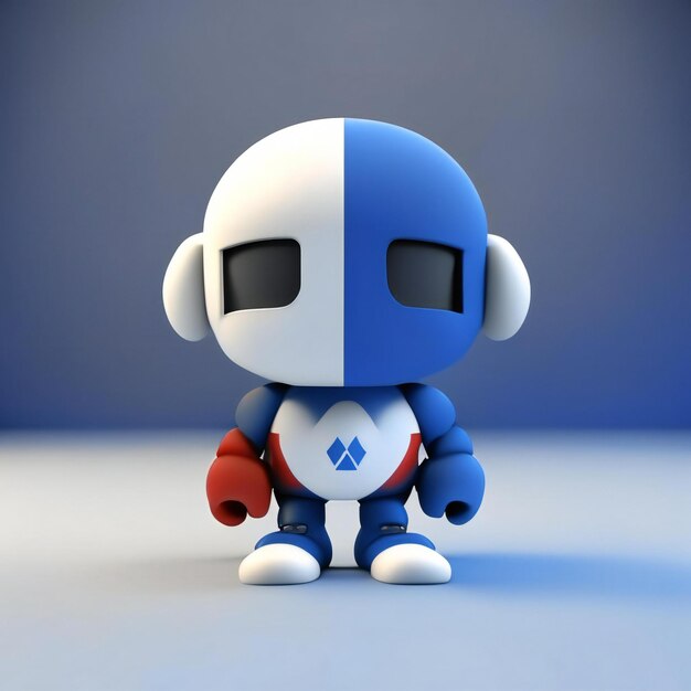 Personnage mascotte aux couleurs rouge bleu et blanc IA générative