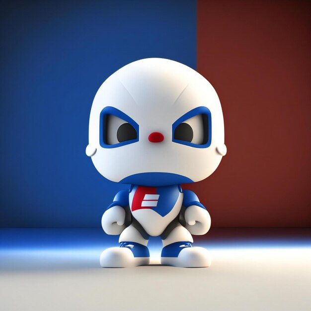 Personnage mascotte aux couleurs rouge bleu et blanc IA générative