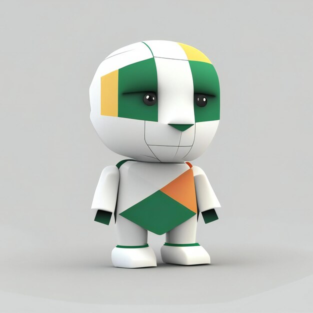 Personnage mascotte aux couleurs vertes et blanches IA générative